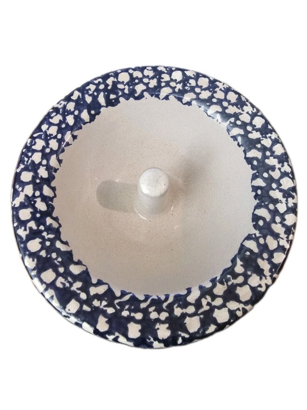 The Original Apple Baker Spongeware Blue Bowl Clay Bakewear Used Country Cottage